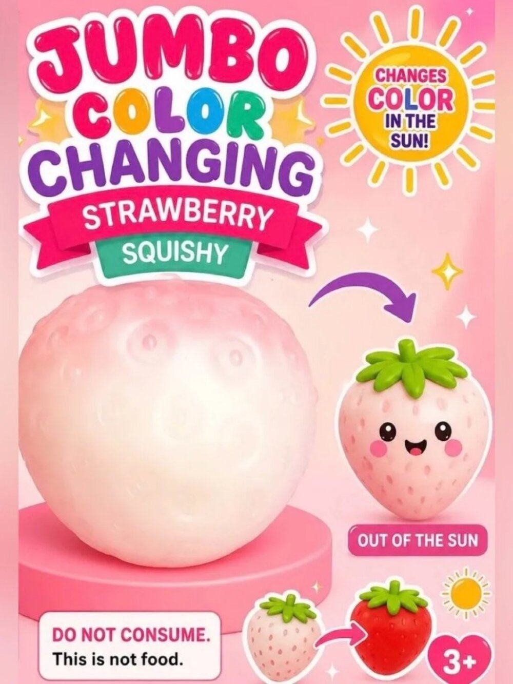 Jumbo Color Changing Strawberry Squishy